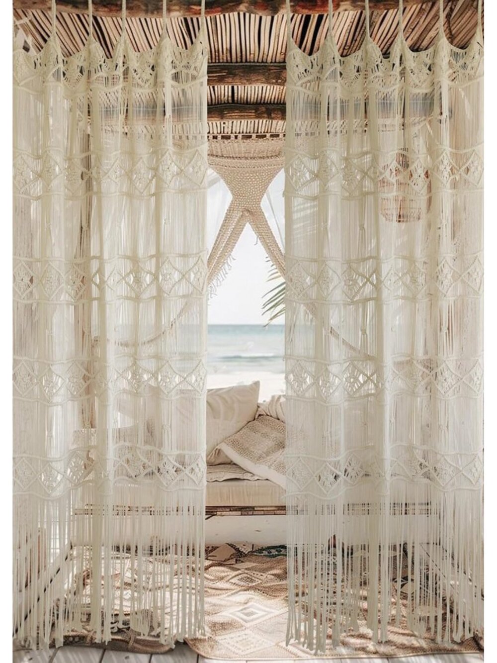 Macrame Curtain Handmade Woven Divider Doorway window Curtain 42"W*75"L - Picture 5 of 7